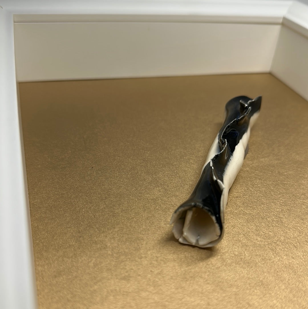 Black on White Ceramic Scroll Framed Wall Piece