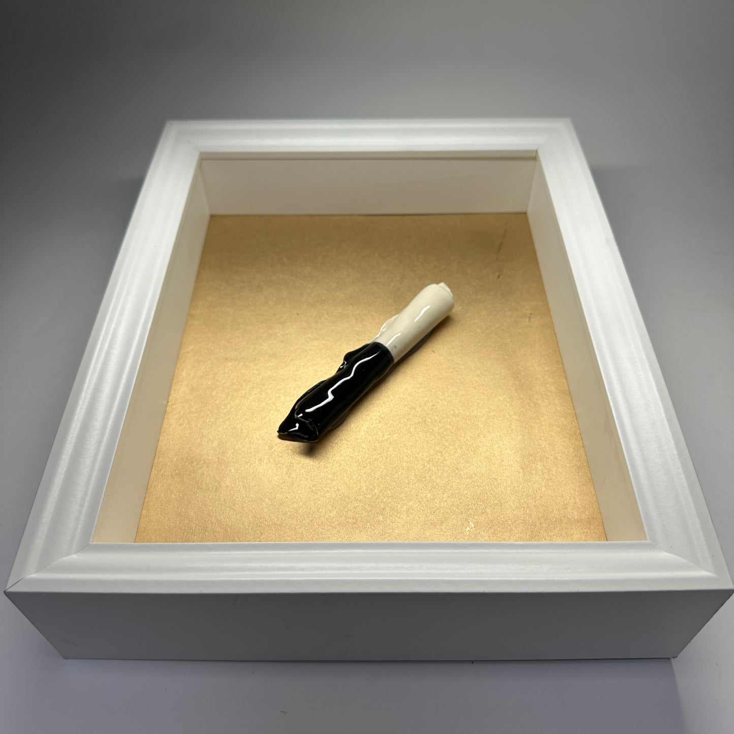 Black and White Ceramic Scroll Framed Wall Piece