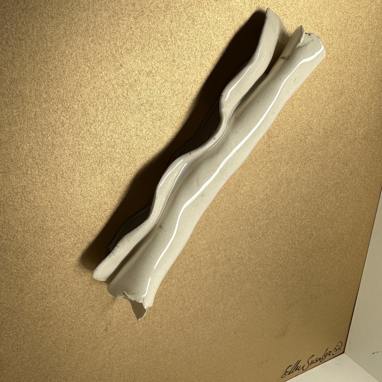 White Ceramic Scroll Framed Wall Piece