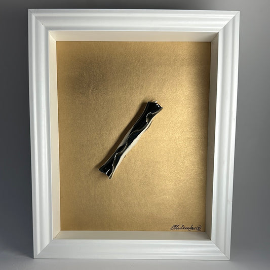 Black on White Ceramic Scroll Framed Wall Piece