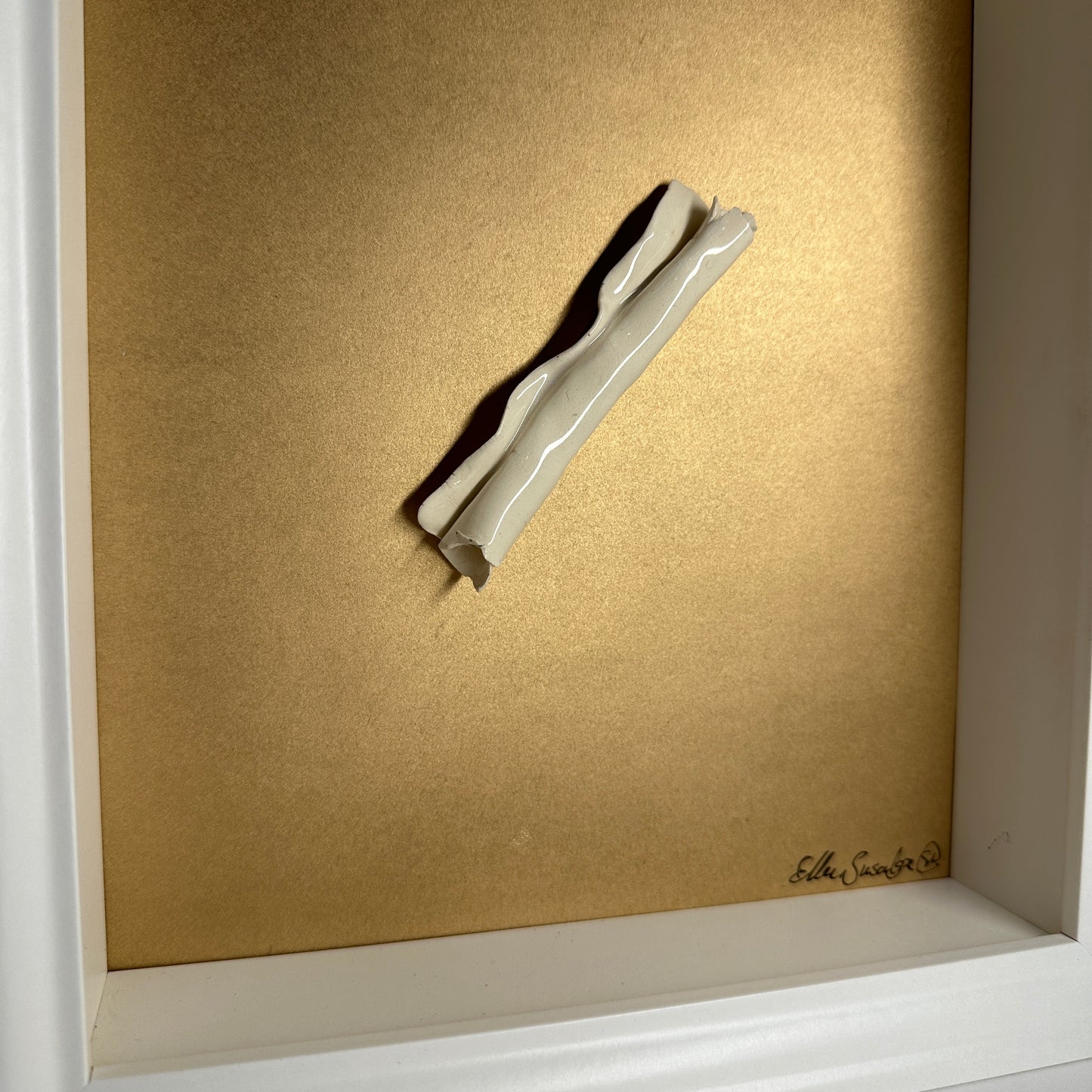 White Ceramic Scroll Framed Wall Piece