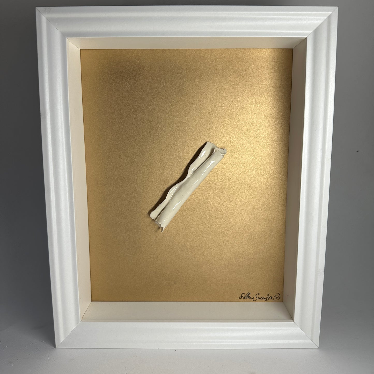 White Ceramic Scroll Framed Wall Piece