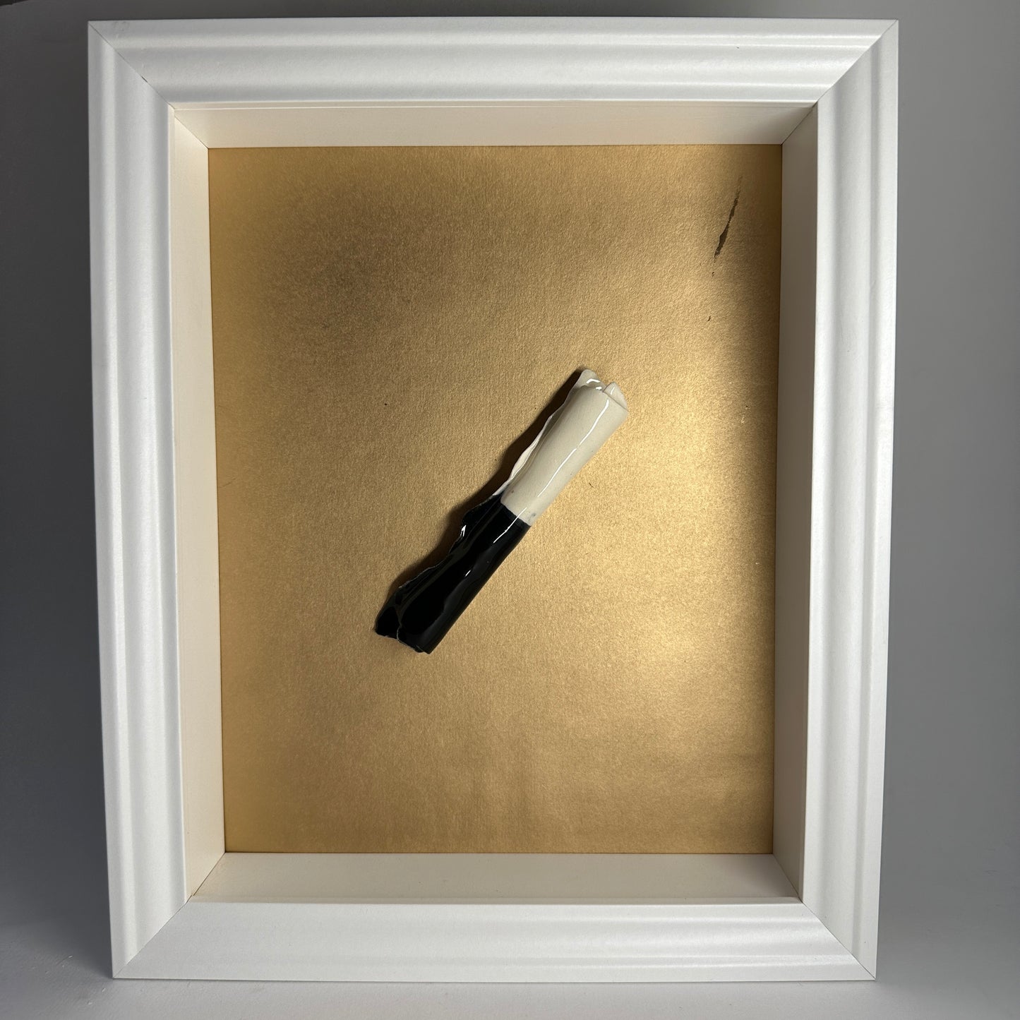 Black and White Ceramic Scroll Framed Wall Piece