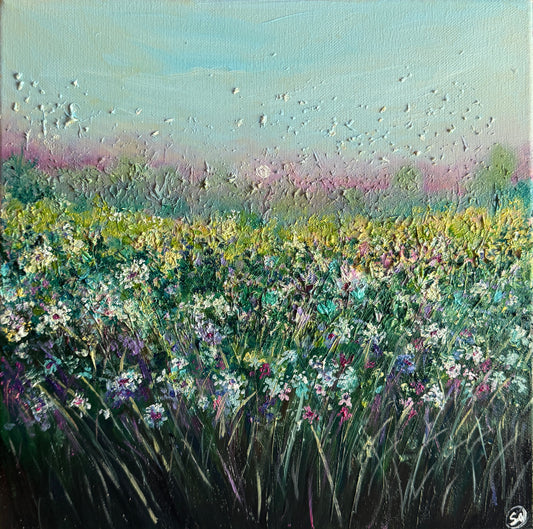 “Wildflower Field” Original Framed Oil Painting