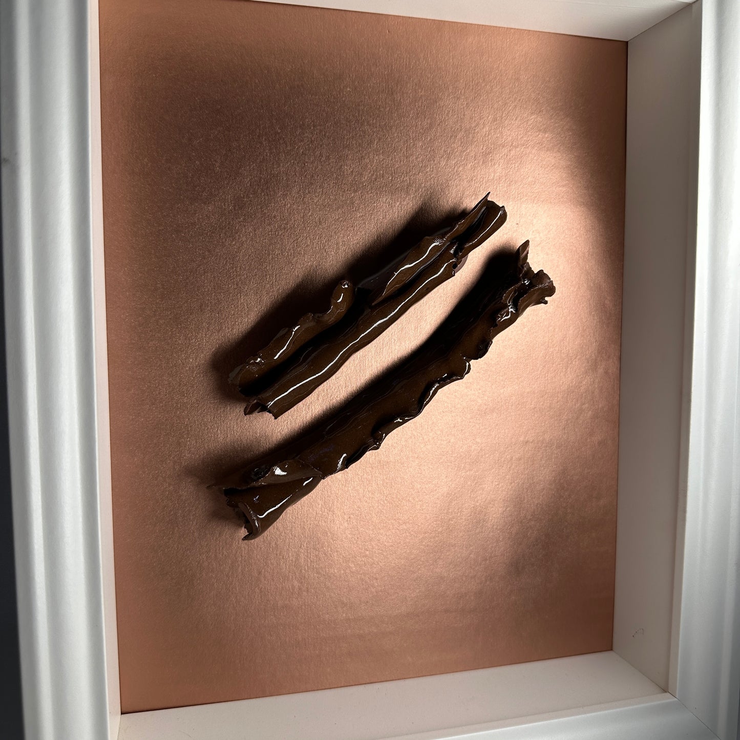 Brown & Copper Ceramic Scroll Framed Wall Piece